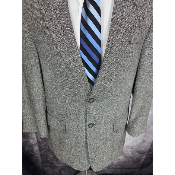 Barrington‎ Tweed Blazer Mens 40R Gray Sports Coat Jacket 2 B Silk Herringbone